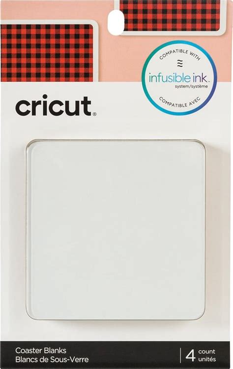 Cricut Infusible Ink Aluminium Coasters 4-pack (White, Square); 4 square coasters 3.75" x 3.75" (9.5 cm x 9.5 cm) with cork backing; Customize this blank with original artwork for standout DIY projects; Compatible with Infusible Ink™ Transfer Sheets, Pens & Markers for peel-proof, flake-proof, wash-proof transfers; For best results, use Cricut EasyPress™ 2 or heat press that reaches 400°F (205°C)